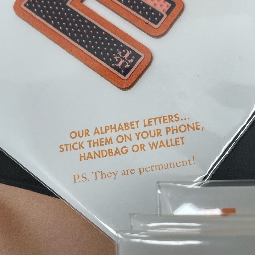 (new+tag) Tory Burch alphabet letter “E” stick them on phone, handbag or wallet - Picture 2 of 5